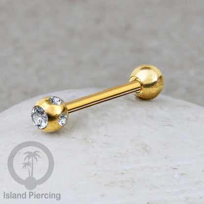 Tindik Lidah stainless warna Gold banyak motif menarik, Unique Tounge Piercing Jewelry