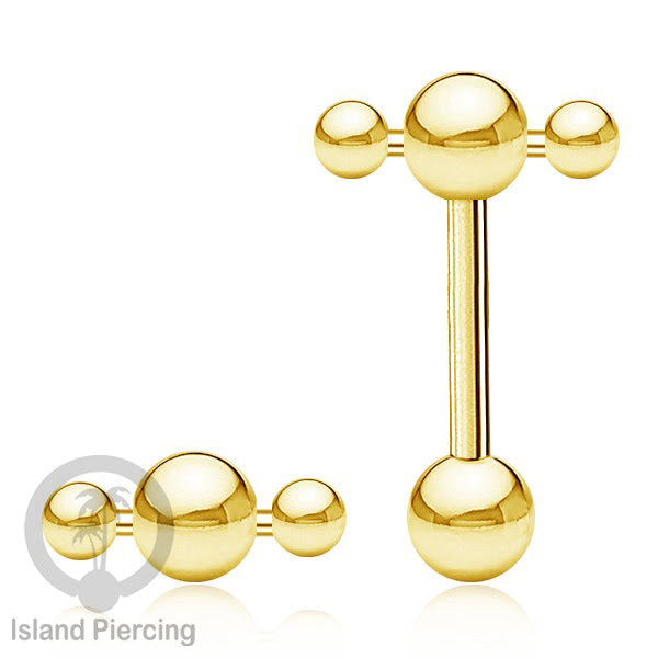 Tindik Lidah stainless warna Gold banyak motif menarik, Unique Tounge Piercing Jewelry