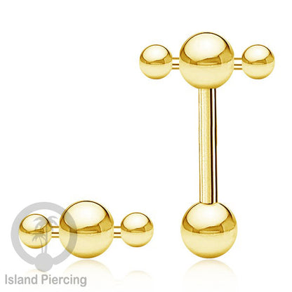 Tindik Lidah stainless warna Gold banyak motif menarik, Unique Tounge Piercing Jewelry