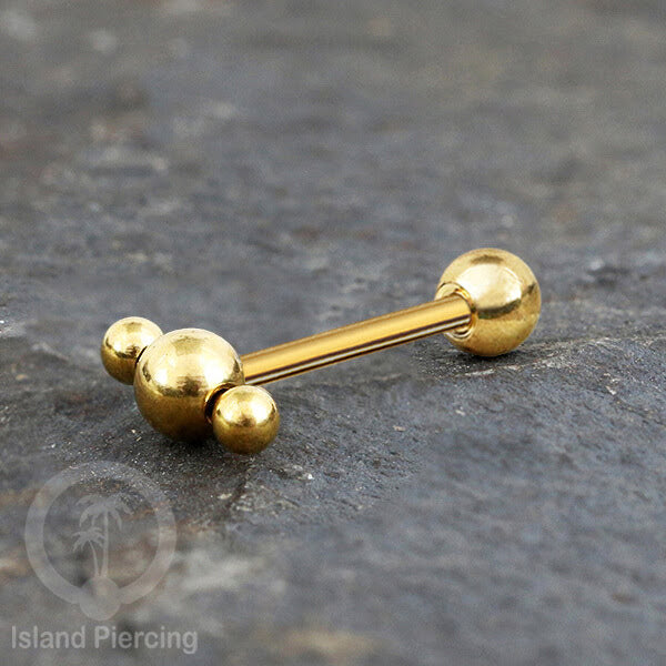 Tindik Lidah stainless warna Gold banyak motif menarik, Unique Tounge Piercing Jewelry