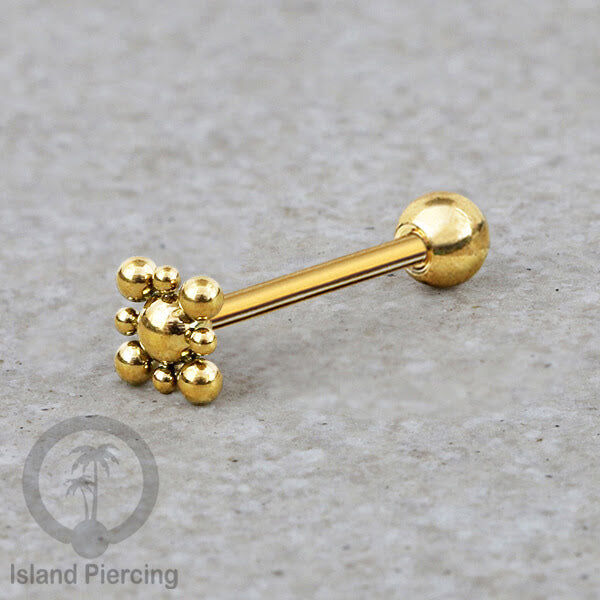 Tindik Lidah stainless warna Gold banyak motif menarik, Unique Tounge Piercing Jewelry
