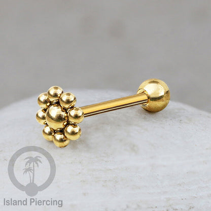Tindik Lidah stainless warna Gold banyak motif menarik, Unique Tounge Piercing Jewelry