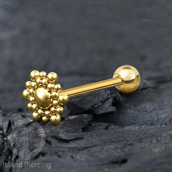 Tindik Lidah stainless warna Gold banyak motif menarik, Unique Tounge Piercing Jewelry
