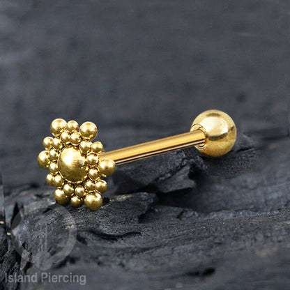 Tindik Lidah stainless warna Gold banyak motif menarik, Unique Tounge Piercing Jewelry